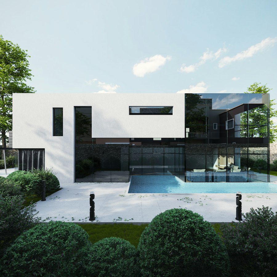 Maison contemporaine et sa piscine
