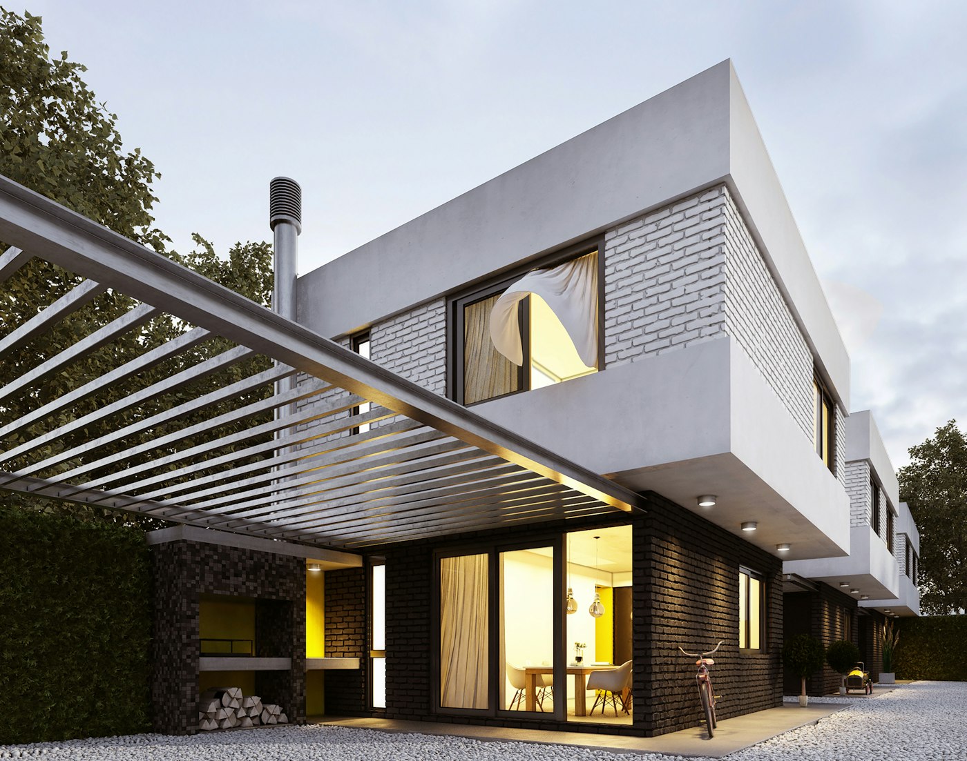 Maison moderne avec toit en pergola